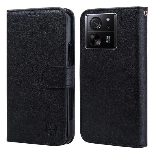 Cell Phone Stand Cover for Xiaomi 13T / 13T Pro / Redmi K60 Ultra Solid Color PU Leather Wallet Case