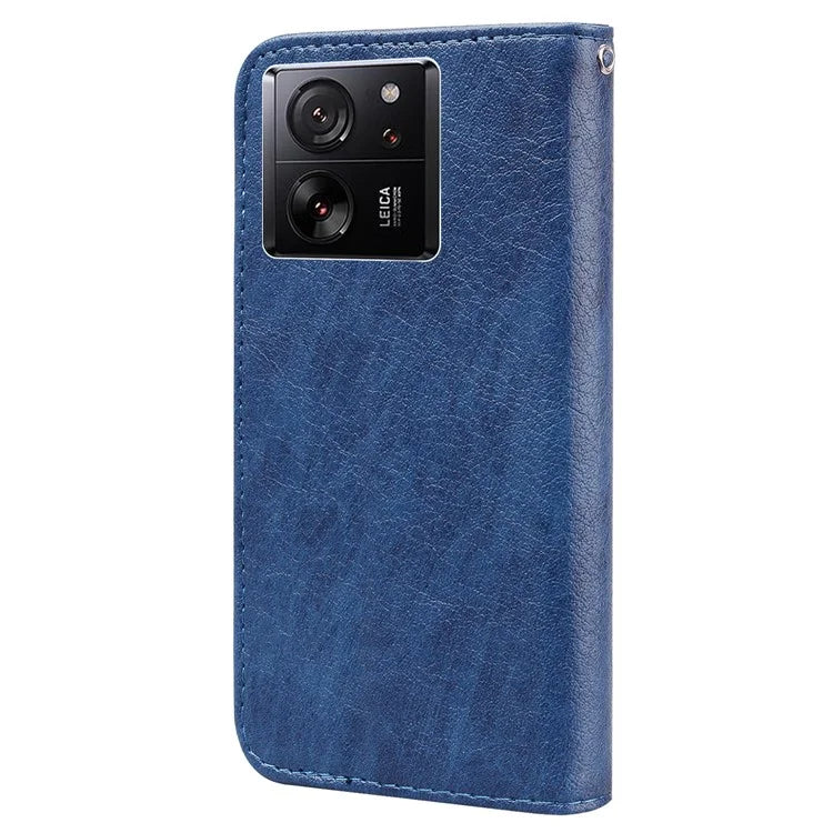 Cell Phone Stand Cover for Xiaomi 13T / 13T Pro / Redmi K60 Ultra Solid Color PU Leather Wallet Case