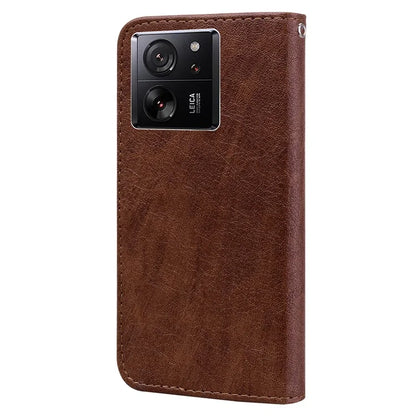 Cell Phone Stand Cover for Xiaomi 13T / 13T Pro / Redmi K60 Ultra Solid Color PU Leather Wallet Case