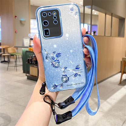 KADEM For Samsung Galaxy Galaxy S20 Ultra Case Glitter TPU Phone Cover with Strap