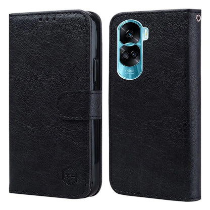 For Honor 90 Lite 5G / Honor X50i 5G Phone Stand Cover PU Leather Wallet Case Solid Color Shell