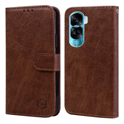 For Honor 90 Lite 5G / Honor X50i 5G Phone Stand Cover PU Leather Wallet Case Solid Color Shell