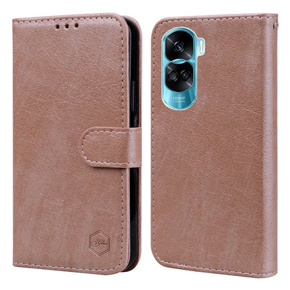 For Honor 90 Lite 5G / Honor X50i 5G Phone Stand Cover PU Leather Wallet Case Solid Color Shell