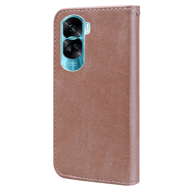 For Honor 90 Lite 5G / Honor X50i 5G Phone Stand Cover PU Leather Wallet Case Solid Color Shell