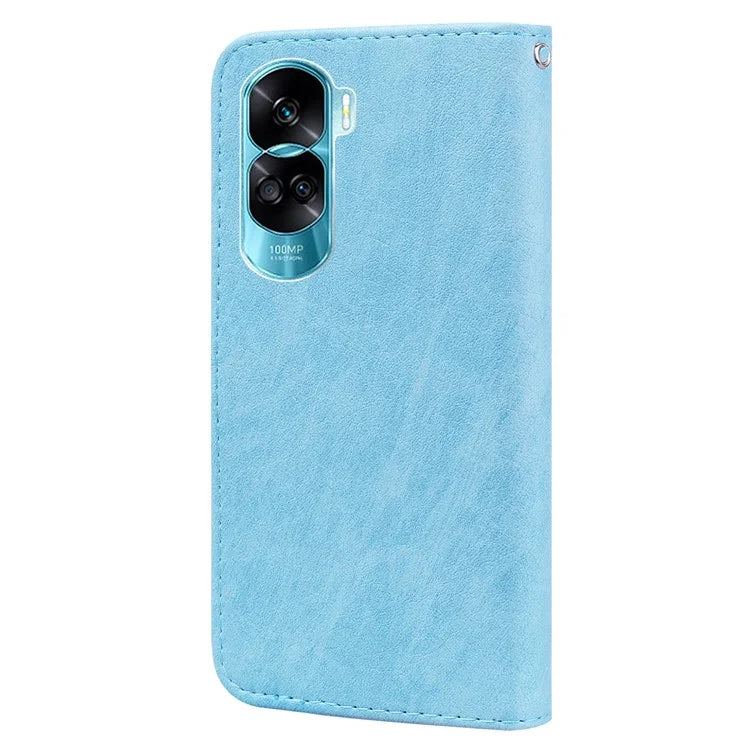 For Honor 90 Lite 5G / Honor X50i 5G Phone Stand Cover PU Leather Wallet Case Solid Color Shell