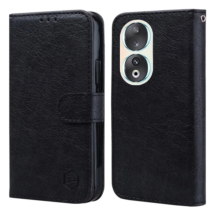 For Honor 90 TPU + PU Leather Wallet Phone Case Solid Color Cover Cell Phone Stand Shell