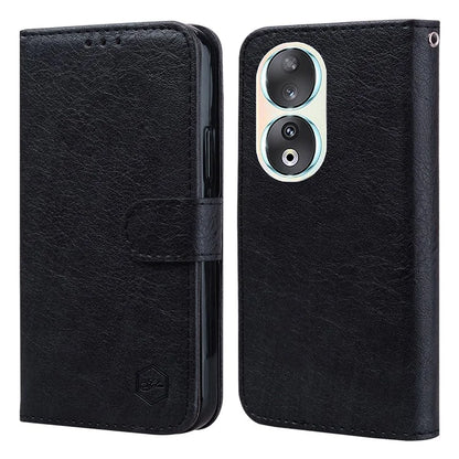 For Honor 90 TPU + PU Leather Wallet Phone Case Solid Color Cover Cell Phone Stand Shell