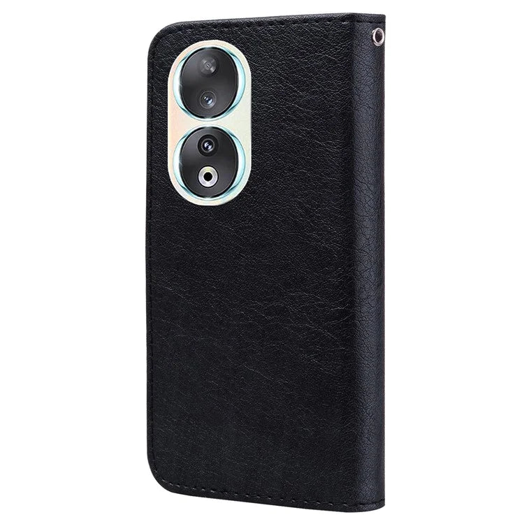 For Honor 90 TPU + PU Leather Wallet Phone Case Solid Color Cover Cell Phone Stand Shell