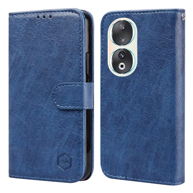 For Honor 90 TPU + PU Leather Wallet Phone Case Solid Color Cover Cell Phone Stand Shell