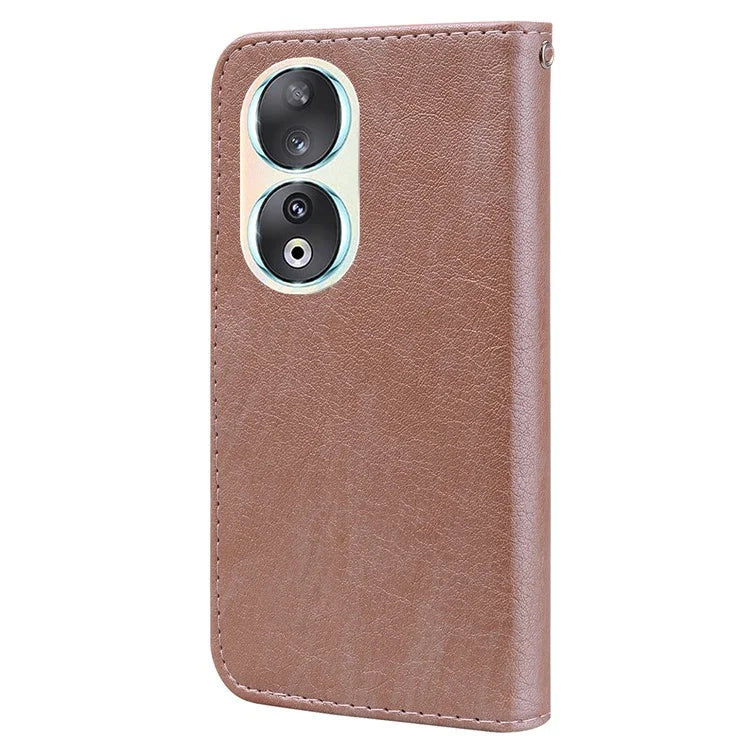 For Honor 90 TPU + PU Leather Wallet Phone Case Solid Color Cover Cell Phone Stand Shell