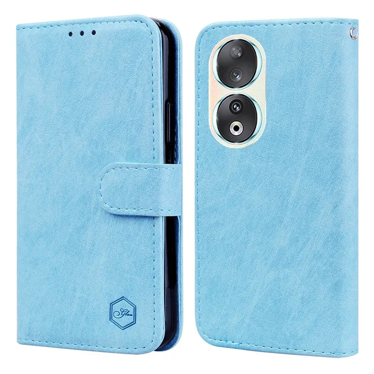 For Honor 90 TPU + PU Leather Wallet Phone Case Solid Color Cover Cell Phone Stand Shell