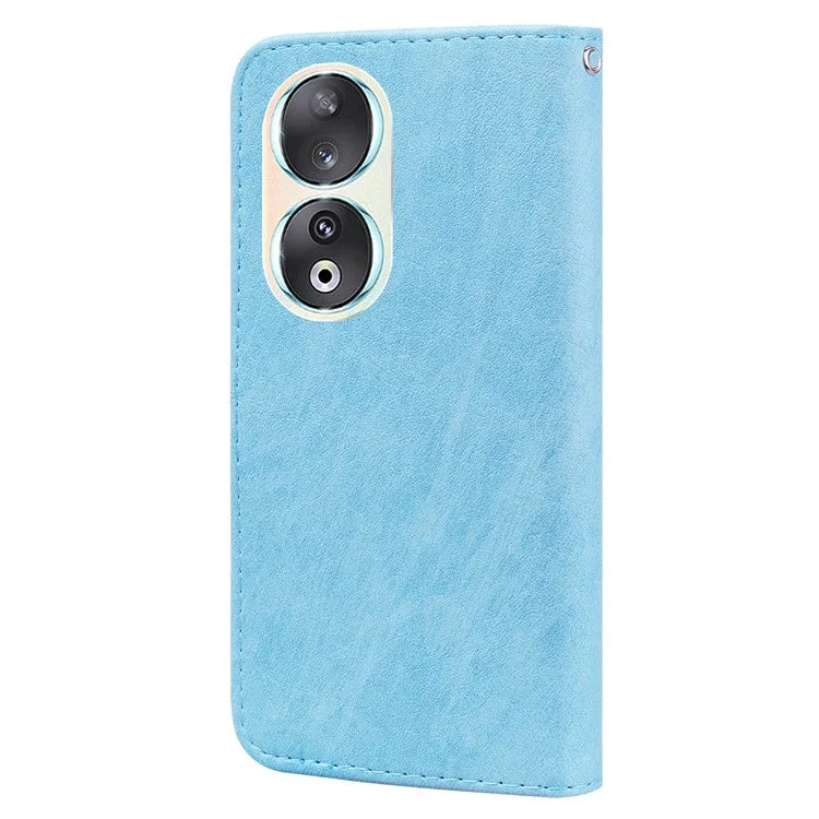 For Honor 90 TPU + PU Leather Wallet Phone Case Solid Color Cover Cell Phone Stand Shell