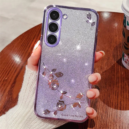 KADEM For Samsung Galaxy Galaxy S23+ Case TPU Rhinestone Decor Phone Cover with Strap