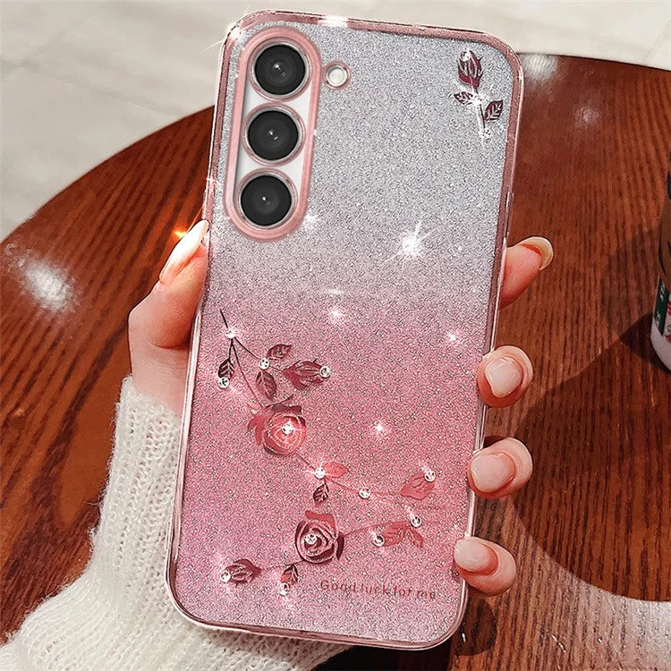 KADEM For Samsung Galaxy Galaxy S23+ Case TPU Rhinestone Decor Phone Cover with Strap