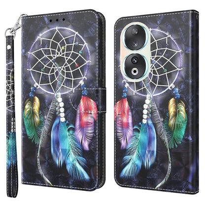 For Honor 90 Case 3D Pattern Printing Leather Flip Wallet Phone Cover