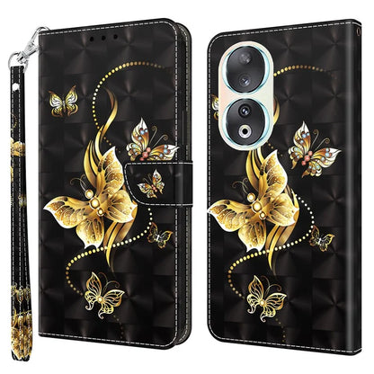For Honor 90 Case 3D Pattern Printing Leather Flip Wallet Phone Cover