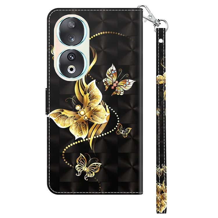 For Honor 90 Case 3D Pattern Printing Leather Flip Wallet Phone Cover