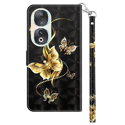 For Honor 90 Case 3D Pattern Printing Leather Flip Wallet Phone Cover
