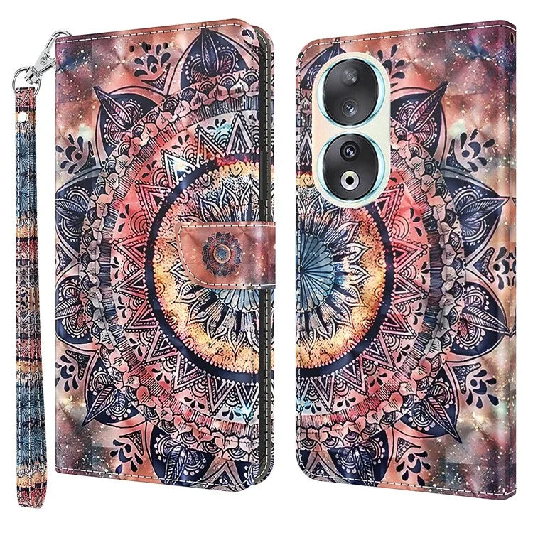 For Honor 90 Case 3D Pattern Printing Leather Flip Wallet Phone Cover