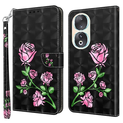 For Honor 90 Case 3D Pattern Printing Leather Flip Wallet Phone Cover