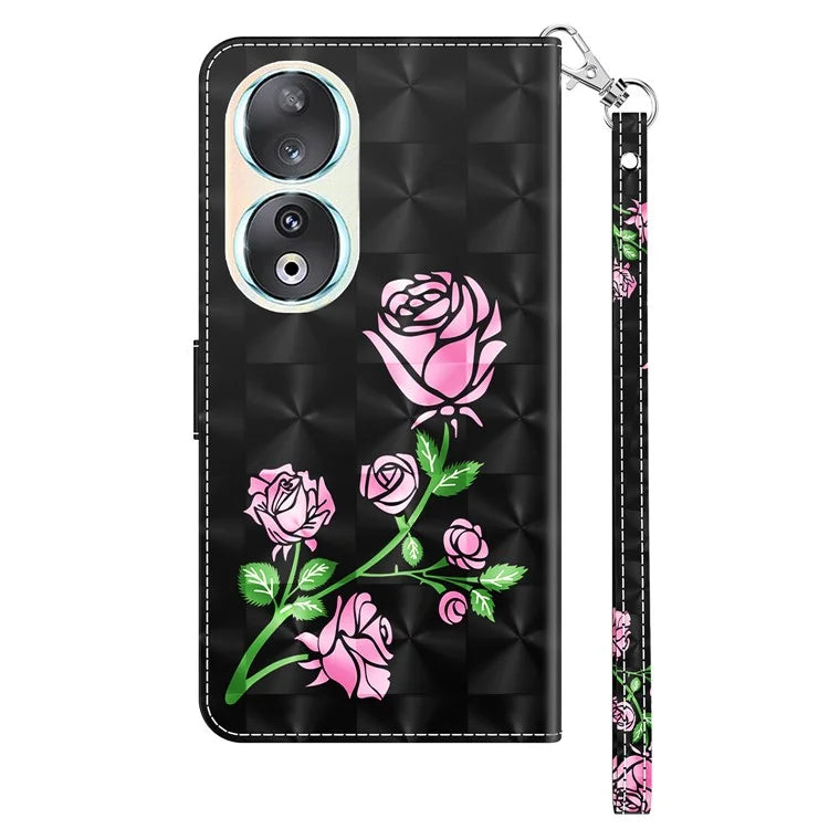For Honor 90 Case 3D Pattern Printing Leather Flip Wallet Phone Cover