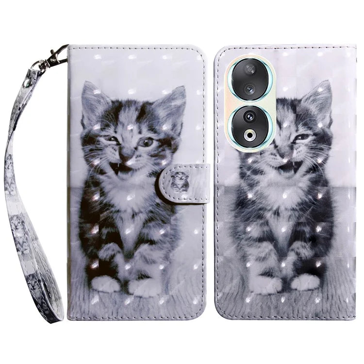 For Honor 90 Case 3D Pattern Printing Leather Flip Wallet Phone Cover