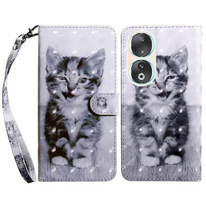 For Honor 90 Case 3D Pattern Printing Leather Flip Wallet Phone Cover