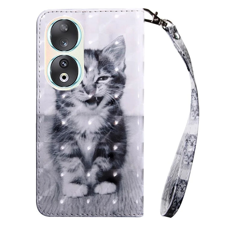 For Honor 90 Case 3D Pattern Printing Leather Flip Wallet Phone Cover