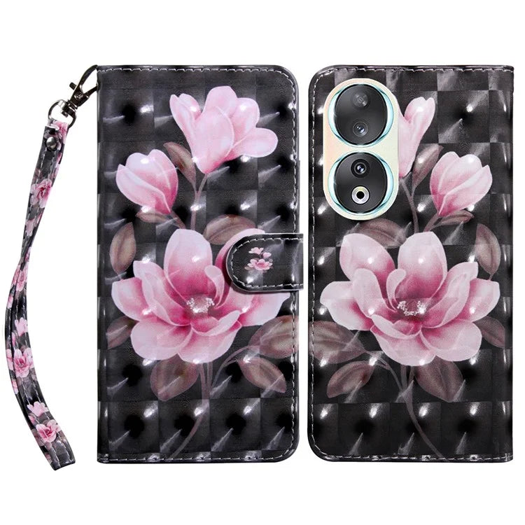 For Honor 90 Case 3D Pattern Printing Leather Flip Wallet Phone Cover