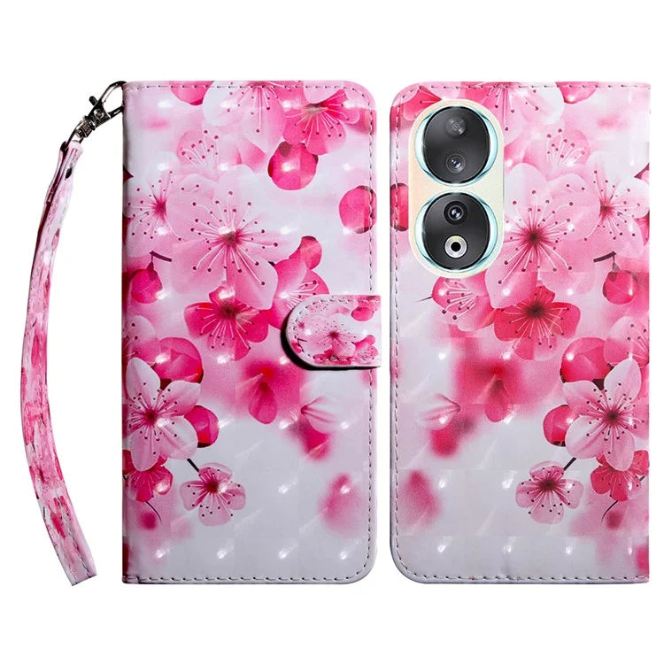 For Honor 90 Case 3D Pattern Printing Leather Flip Wallet Phone Cover