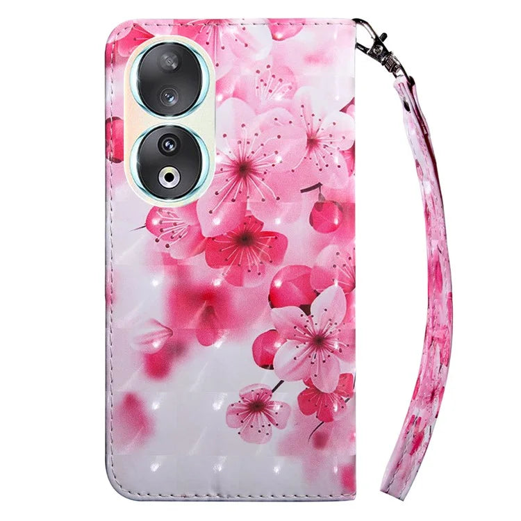 For Honor 90 Case 3D Pattern Printing Leather Flip Wallet Phone Cover
