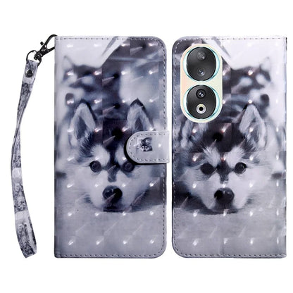 For Honor 90 Case 3D Pattern Printing Leather Flip Wallet Phone Cover