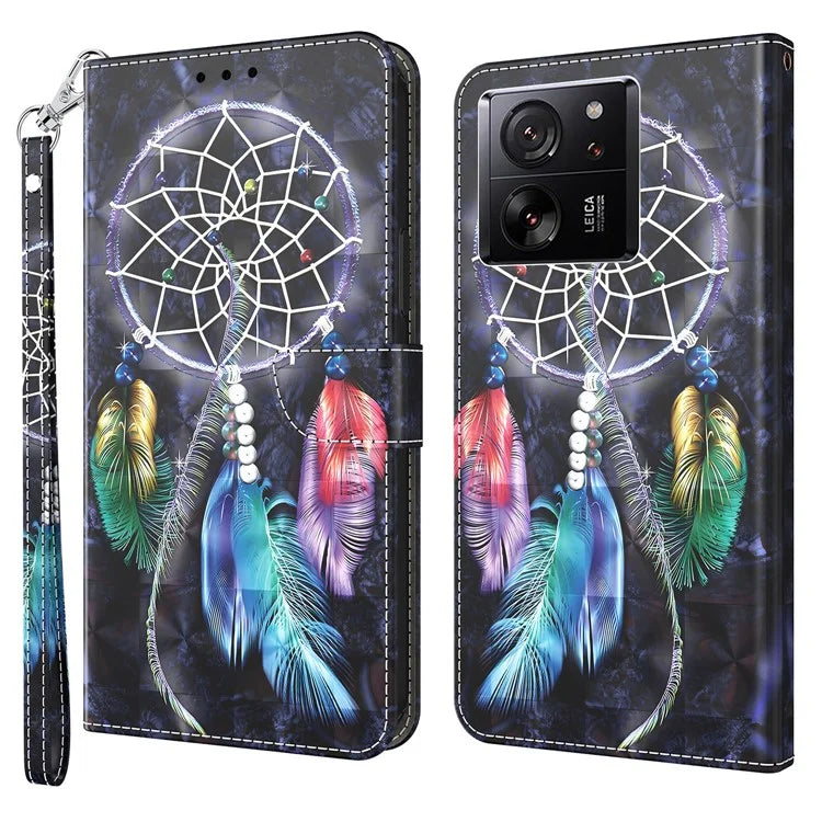 For Xiaomi 13T / 13T Pro / Redmi K60 Ultra Case PU Leather 3D Pattern Stand Flip Phone Cover