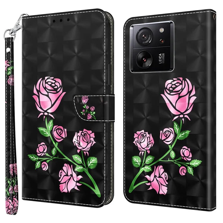 For Xiaomi 13T / 13T Pro / Redmi K60 Ultra Case PU Leather 3D Pattern Stand Flip Phone Cover