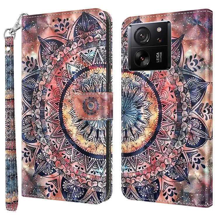 For Xiaomi 13T / 13T Pro / Redmi K60 Ultra Case PU Leather 3D Pattern Stand Flip Phone Cover