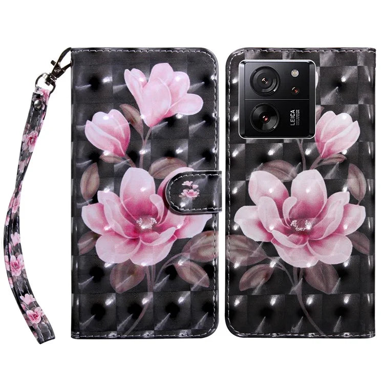 For Xiaomi 13T / 13T Pro / Redmi K60 Ultra Case PU Leather 3D Pattern Stand Flip Phone Cover