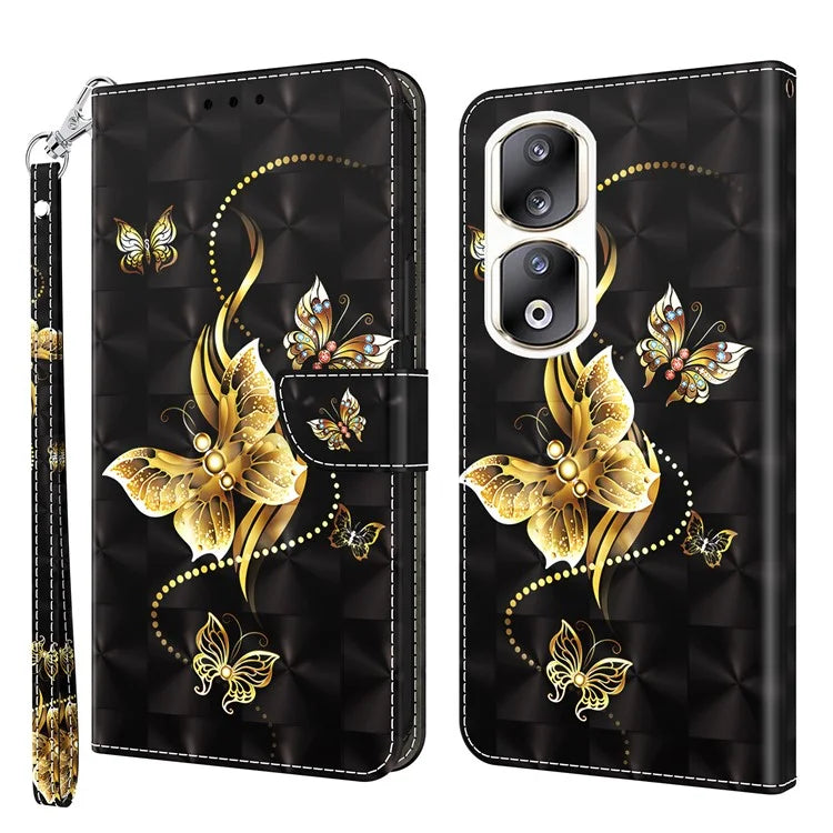 For Honor 90 Pro Case PU Leather 3D Pattern Printed Wallet Phone Cover