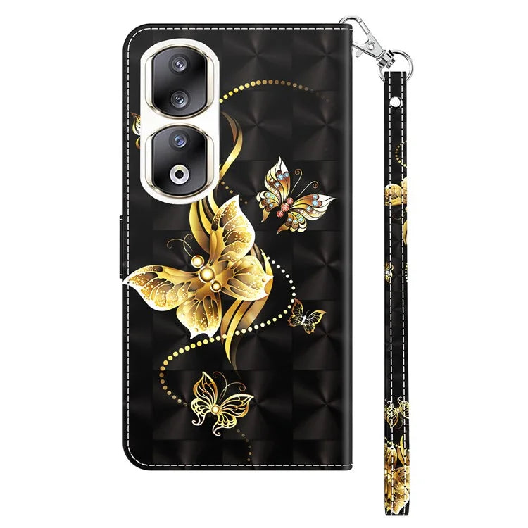 For Honor 90 Pro Case PU Leather 3D Pattern Printed Wallet Phone Cover