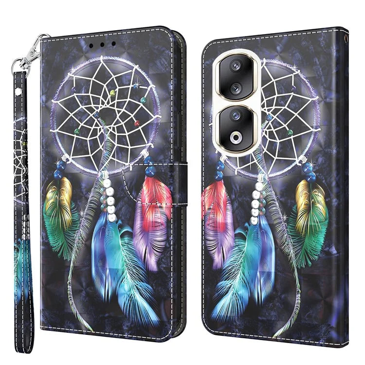 For Honor 90 Pro Case PU Leather 3D Pattern Printed Wallet Phone Cover