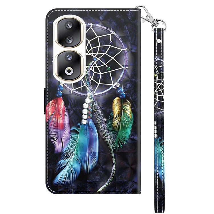 For Honor 90 Pro Case PU Leather 3D Pattern Printed Wallet Phone Cover