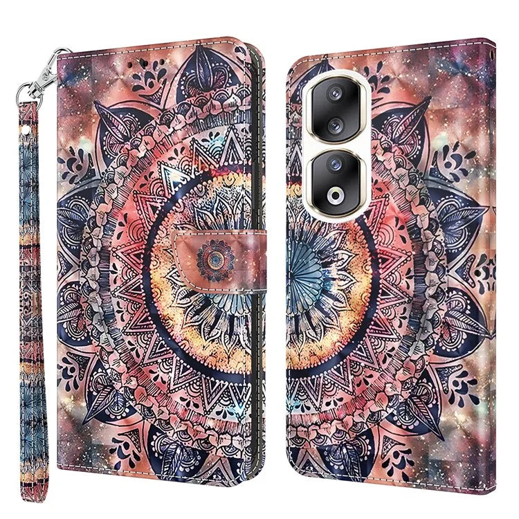 For Honor 90 Pro Case PU Leather 3D Pattern Printed Wallet Phone Cover