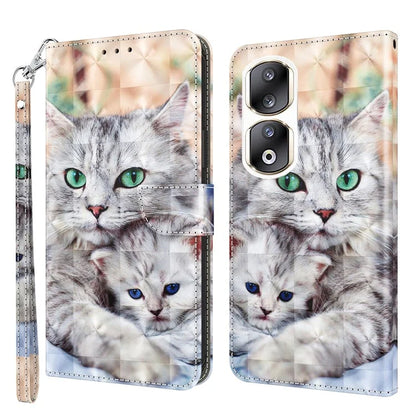 For Honor 90 Pro Case PU Leather 3D Pattern Printed Wallet Phone Cover