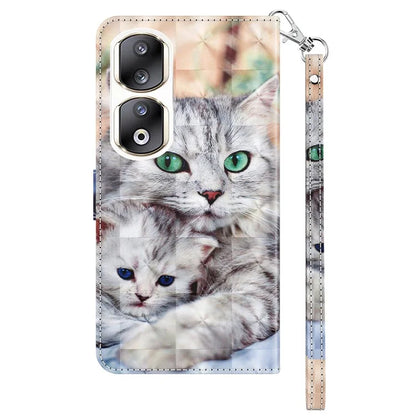 For Honor 90 Pro Case PU Leather 3D Pattern Printed Wallet Phone Cover