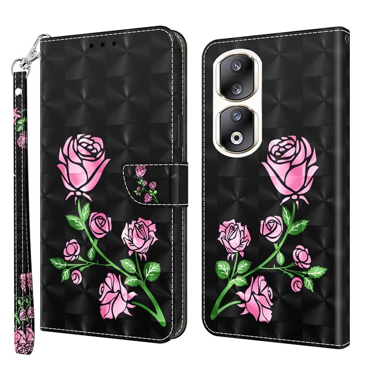 For Honor 90 Pro Case PU Leather 3D Pattern Printed Wallet Phone Cover