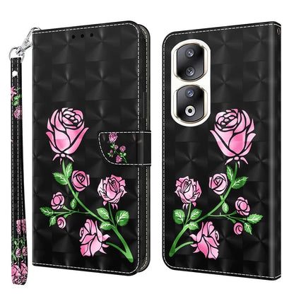 For Honor 90 Pro Case PU Leather 3D Pattern Printed Wallet Phone Cover