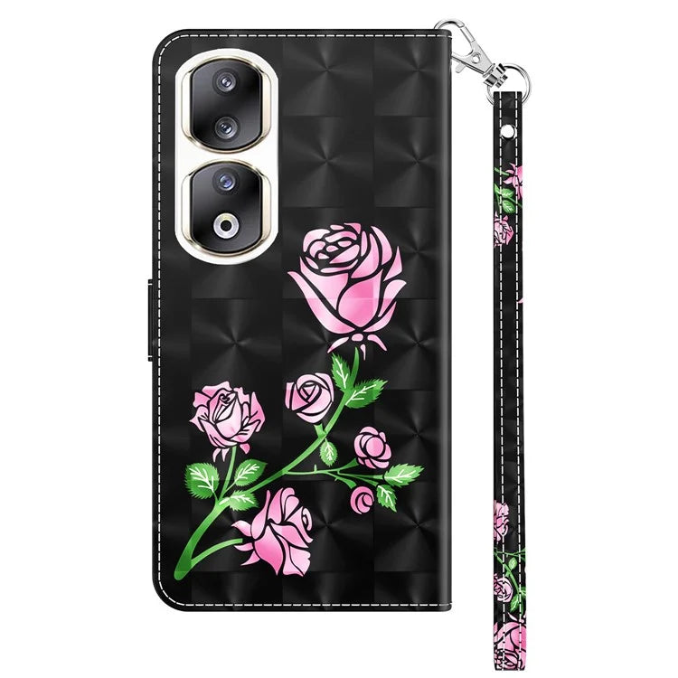 For Honor 90 Pro Case PU Leather 3D Pattern Printed Wallet Phone Cover