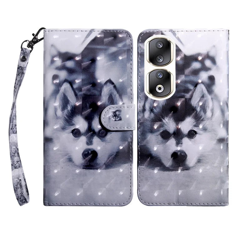 For Honor 90 Pro Case PU Leather 3D Pattern Printed Wallet Phone Cover