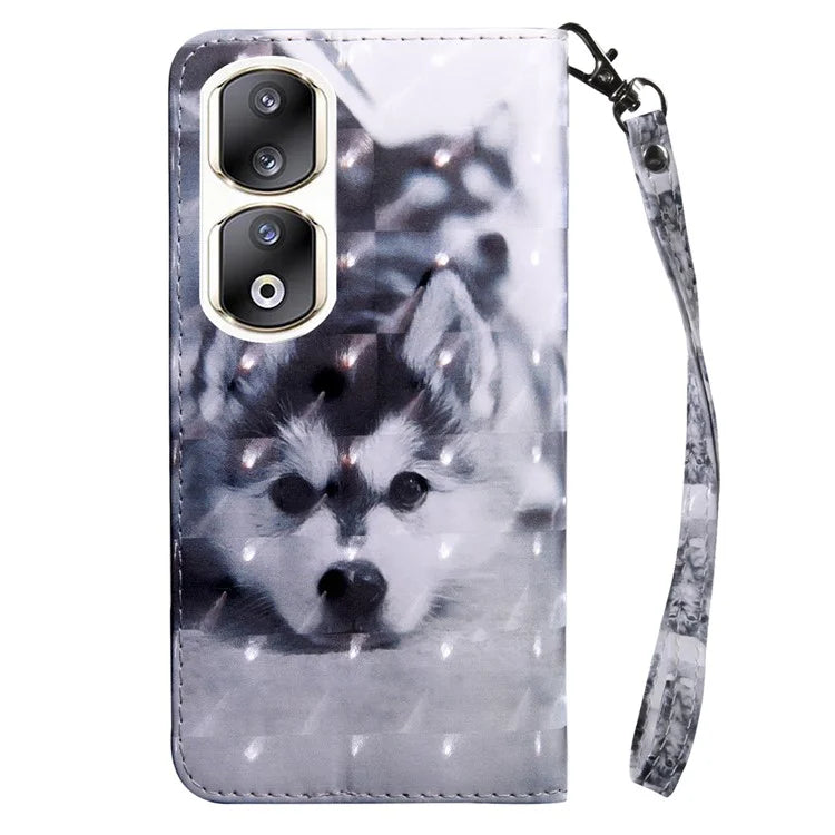 For Honor 90 Pro Case PU Leather 3D Pattern Printed Wallet Phone Cover