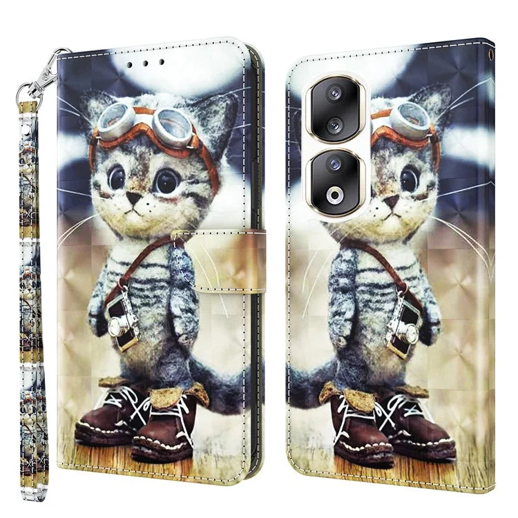 For Honor 90 Pro Case PU Leather 3D Pattern Printed Wallet Phone Cover