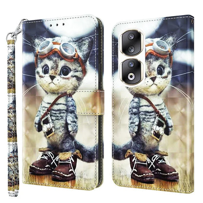 For Honor 90 Pro Case PU Leather 3D Pattern Printed Wallet Phone Cover